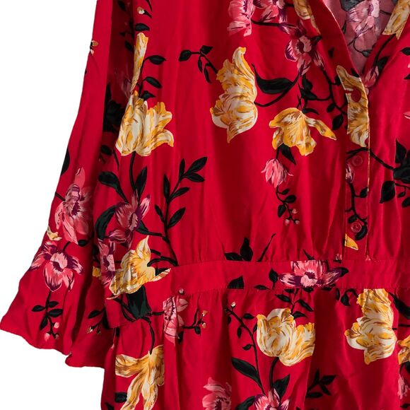 Old Navy Women's Boho Dress Size XXL Floral Bell Sleeve Elastic Waist *Spot* - Picture 8 of 11